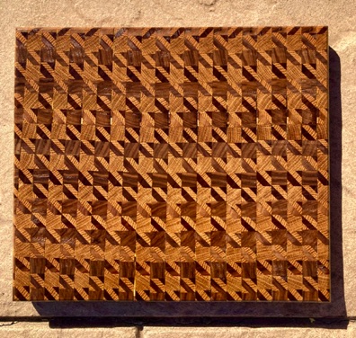 Houndstooth pattern walnut and oak