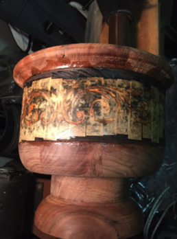 Marquetry glued ready for paper removal